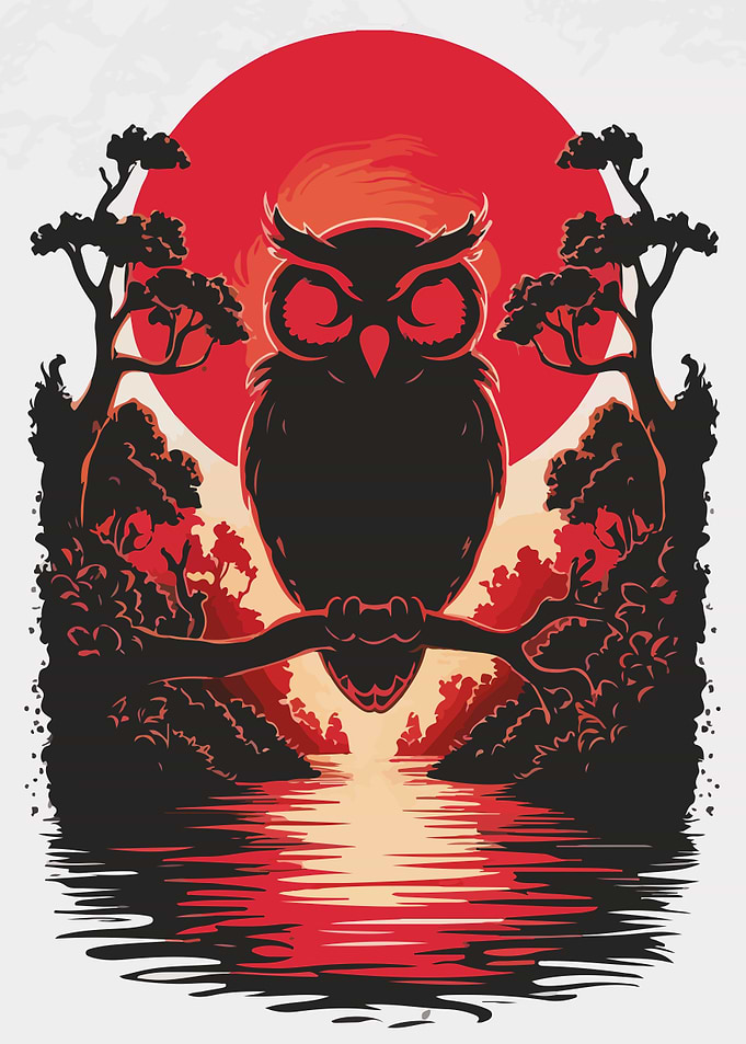 Owl Silhouette Sunset