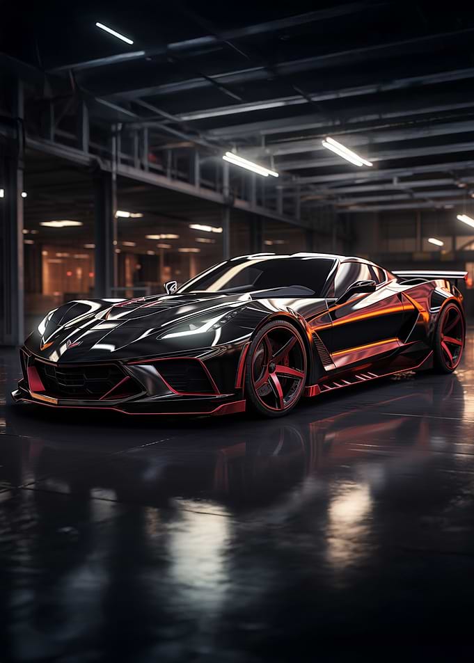 Black Corvette with Red Accents