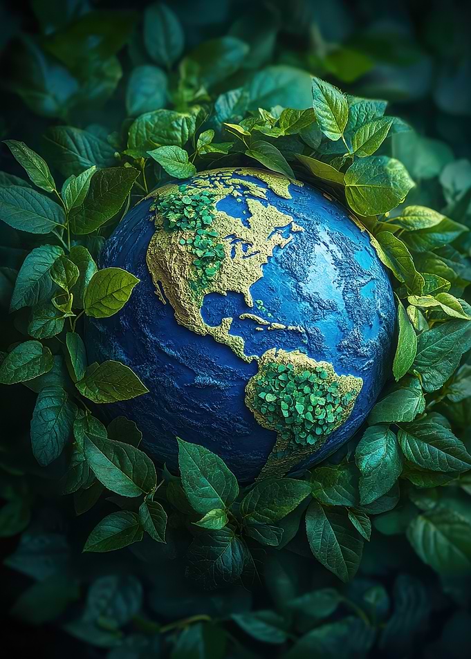 Earth Globe in Greenery