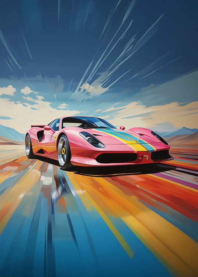 Pink Ferrari Speed Art