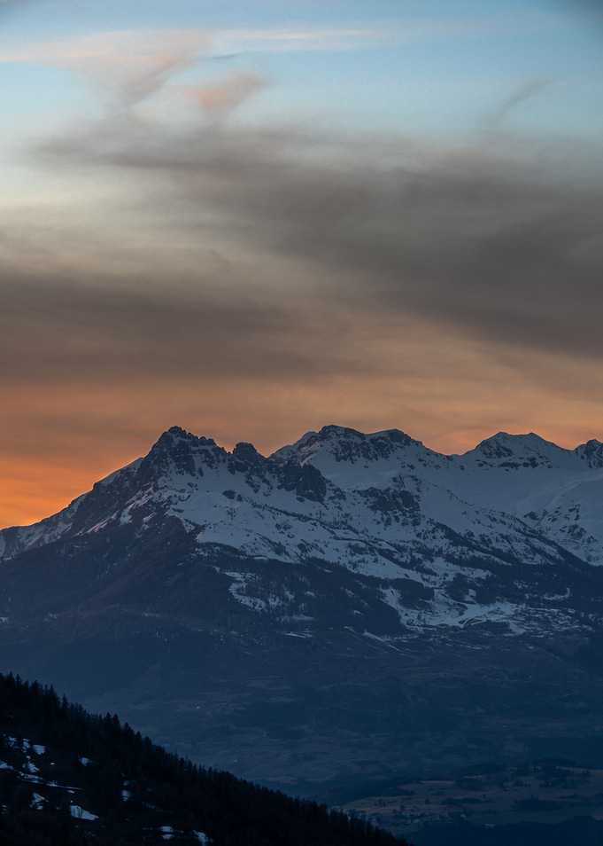 Snowy Mountain Sunset