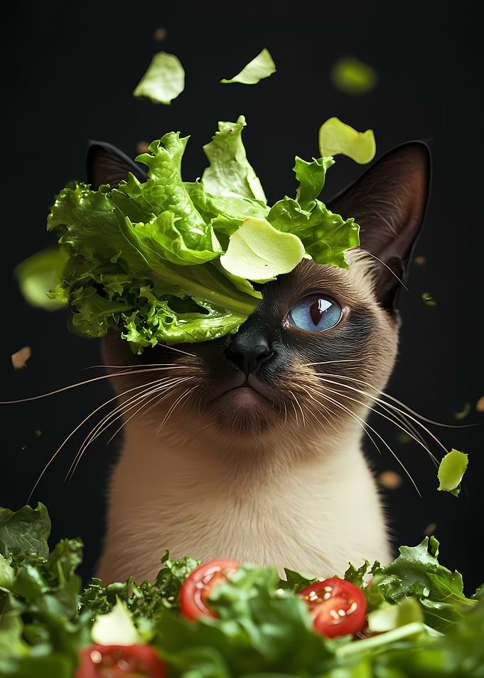 Siamese Cat in Salad