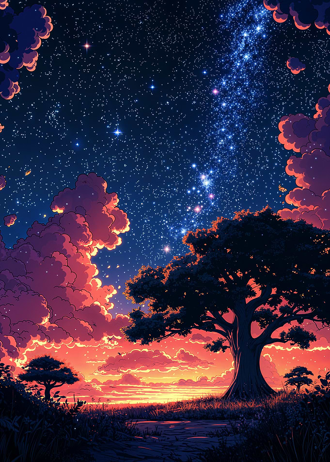 Starry Night Landscape