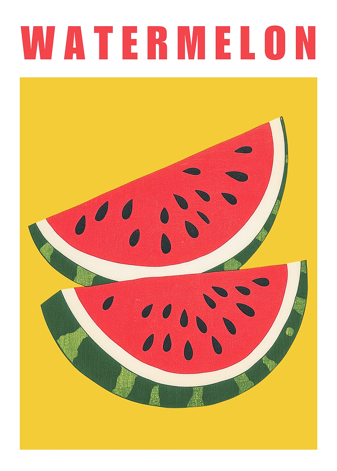 Watermelon Slices Food Art Minimalist Kitchen Poster