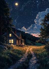 Nighttime Cottage