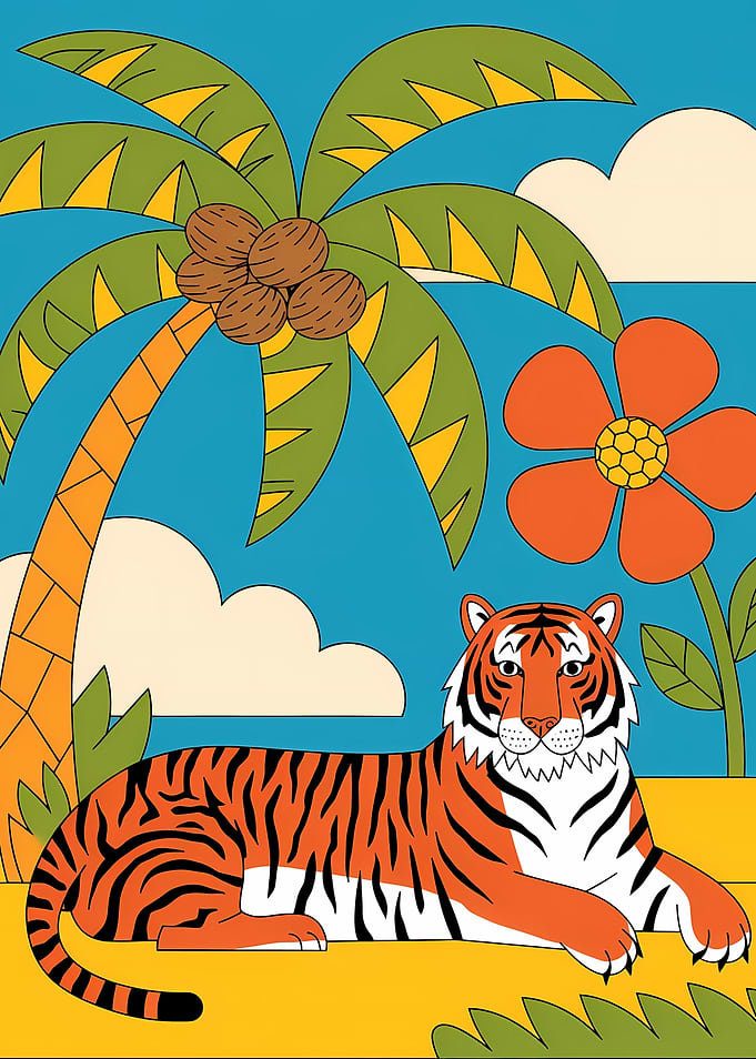 Tiger in Tropical Paradise