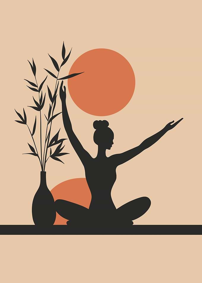 Yoga Silhouette with Sun