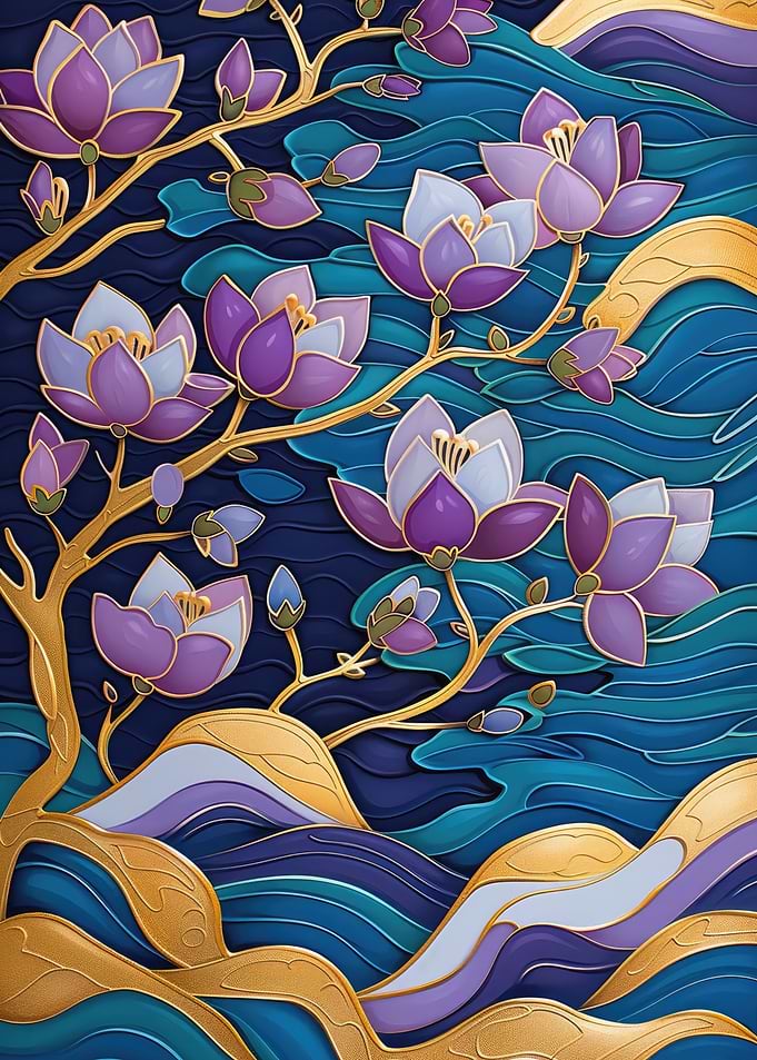 Floral Art with Gold Accents