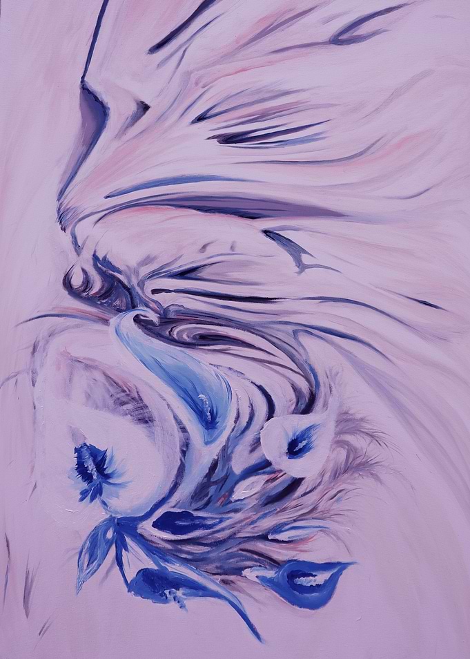 Abstract Lavender and Blue Painting