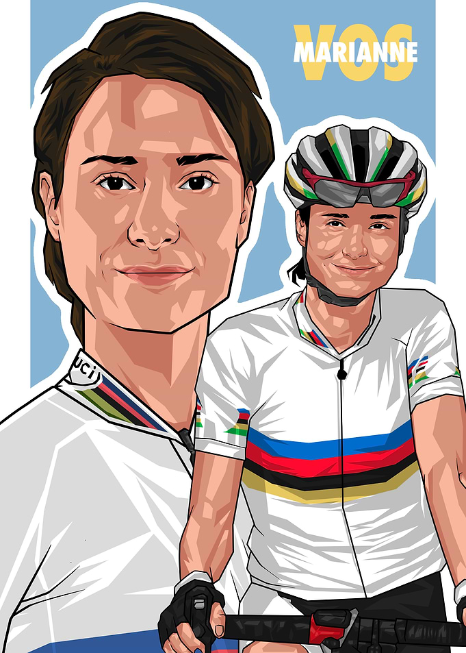 Marianne Vos Cycling Illustration