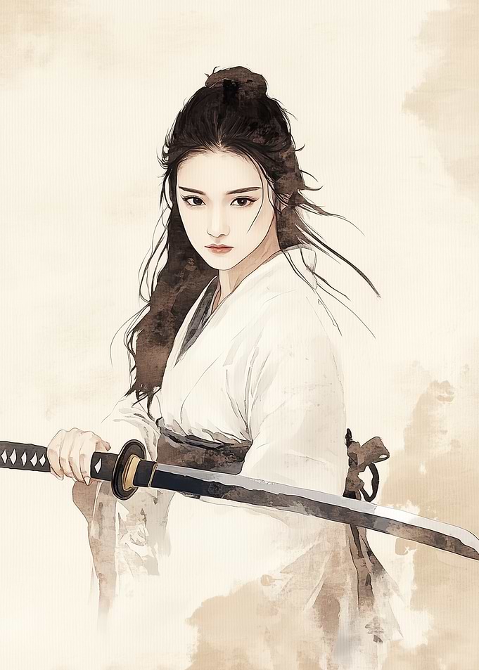 Samurai Woman Watercolor