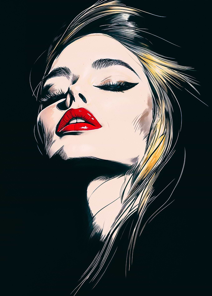 Woman with Red Lips