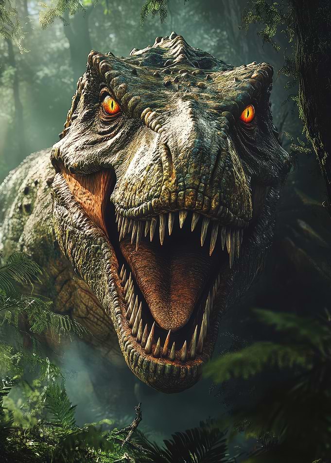 T-Rex Roaring in Jungle