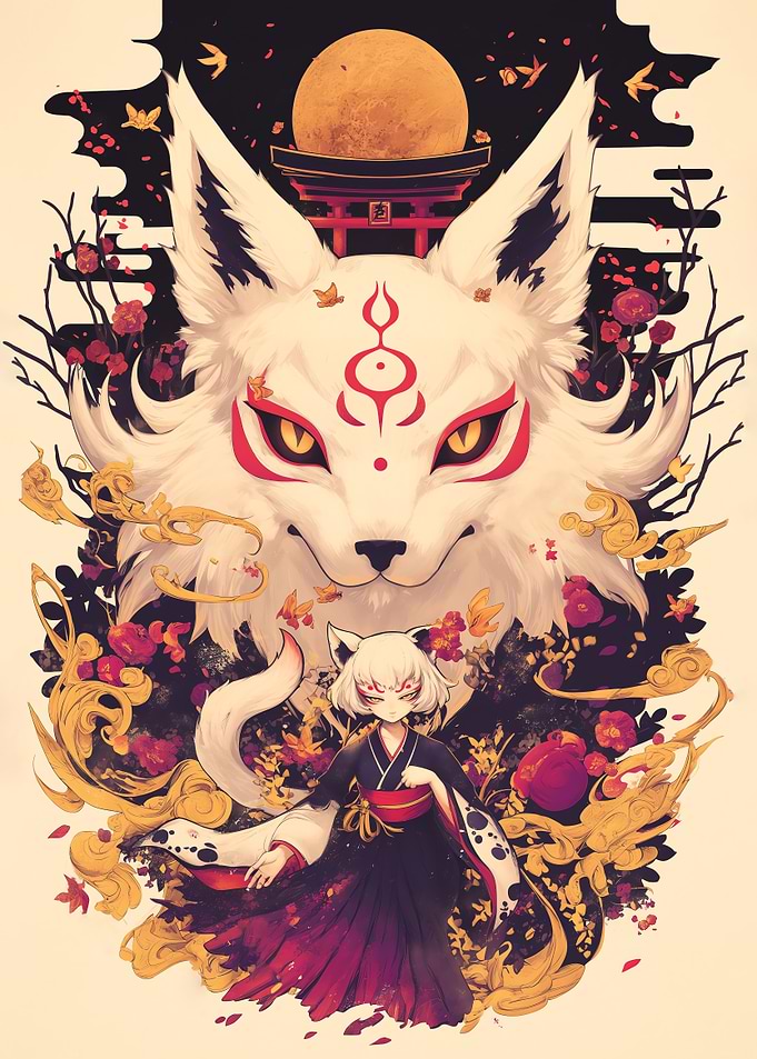Kitsune Spirit - Fox japanese guardian of the Moon