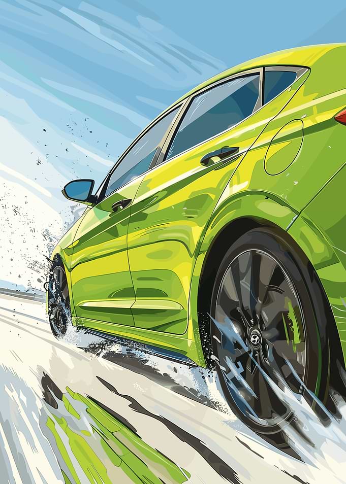 Green Car Speeding