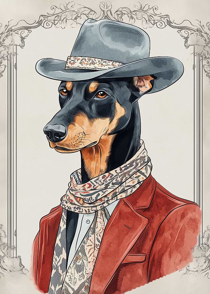 Dog in a Hat and Scarf