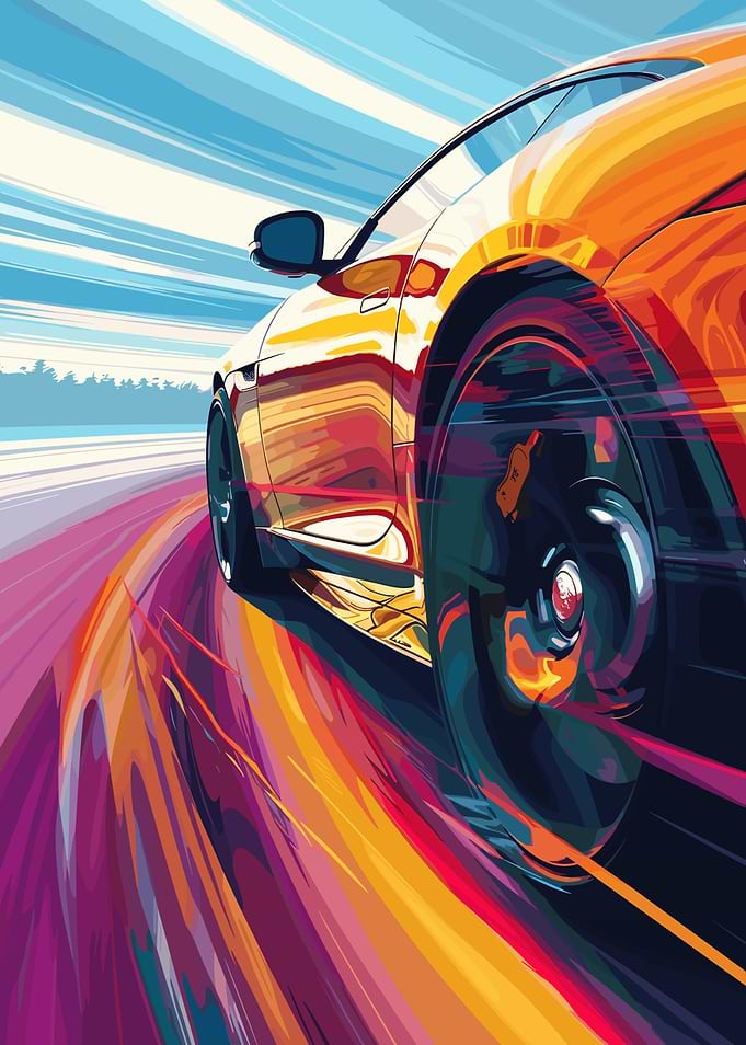 Speeding Sports Car