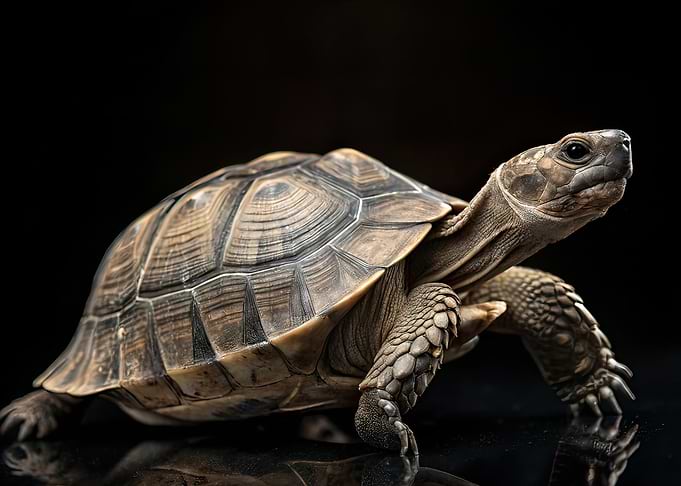 Tortoise on Black Background