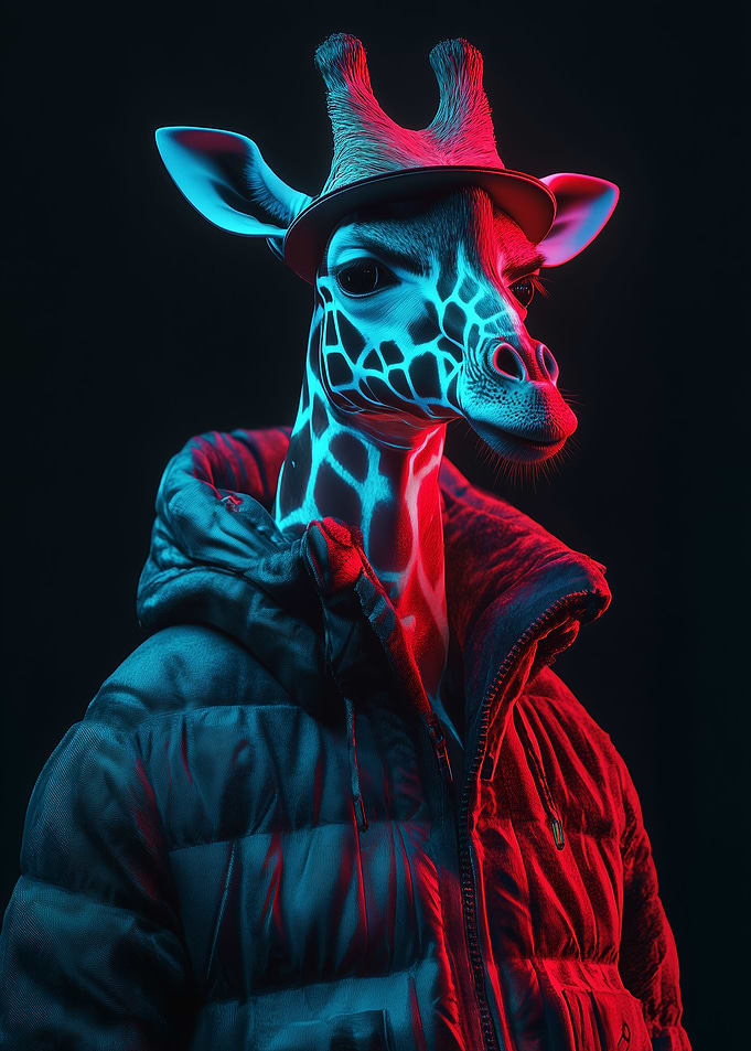 Neon Cyberpunk Giraffe