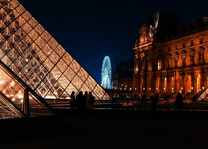 Paris Night View with Louvres