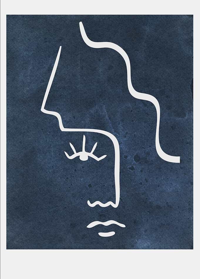 Abstract Face Line Art