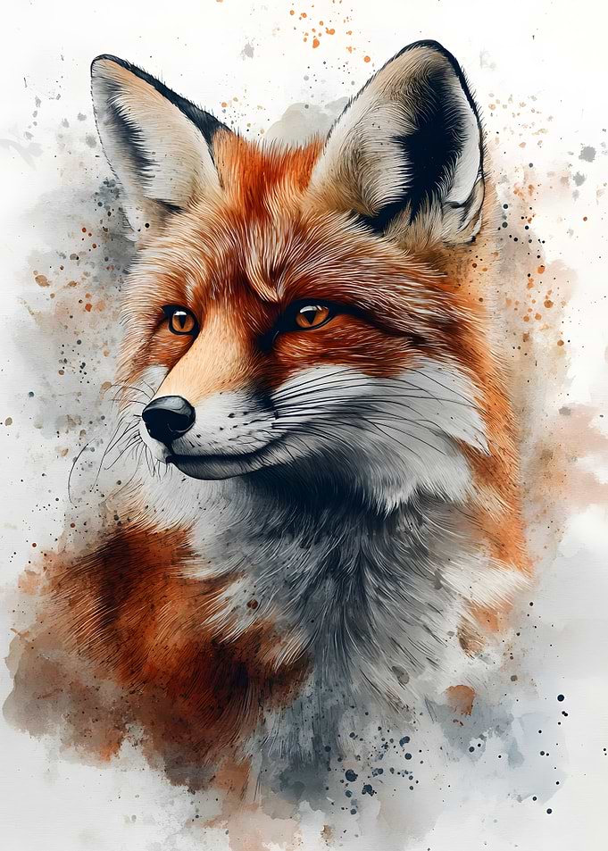 Red Fox Watercolor Portrait