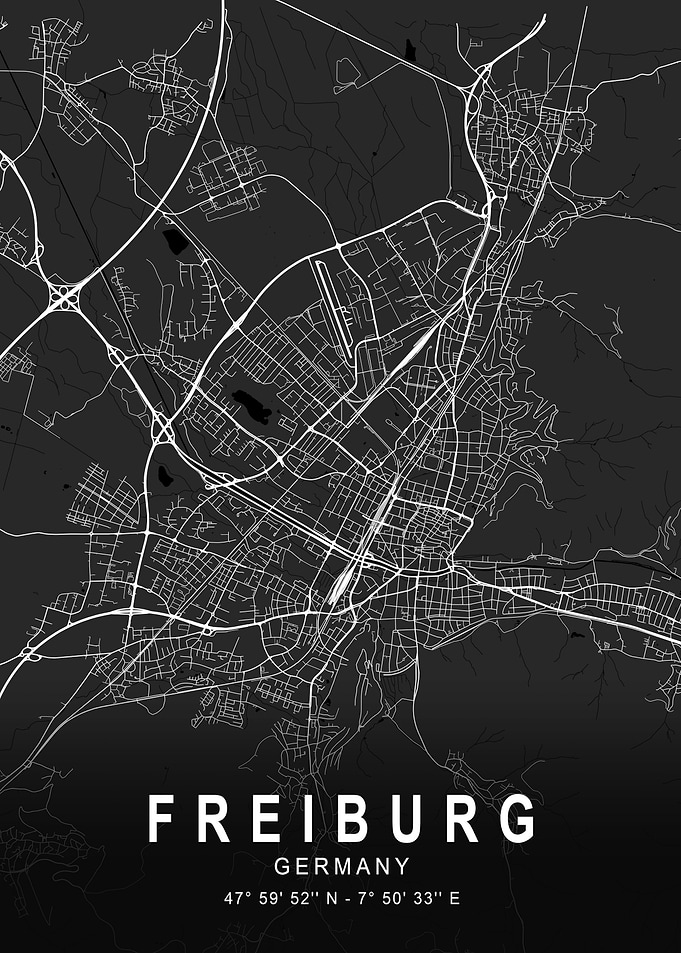 Freiburg Dark City Map