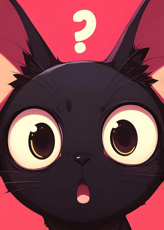 Curious, surprised, cute - The funniest black cat emoji