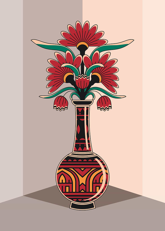 Floral Art Deco Vase