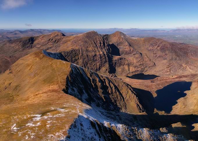 Carrauntoohil and McGillycuddy Reeks from above