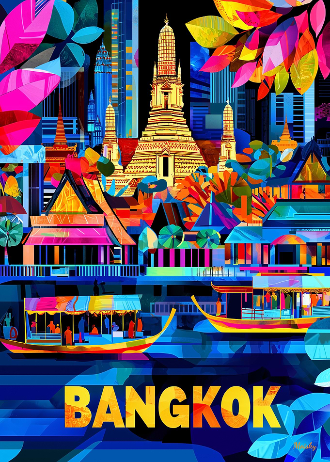 Colorful Bangkok Cityscape Vibrant Skyline