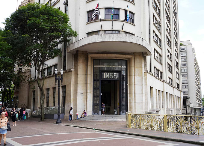 INSS Building Facade in Sao Paulo, Brazil