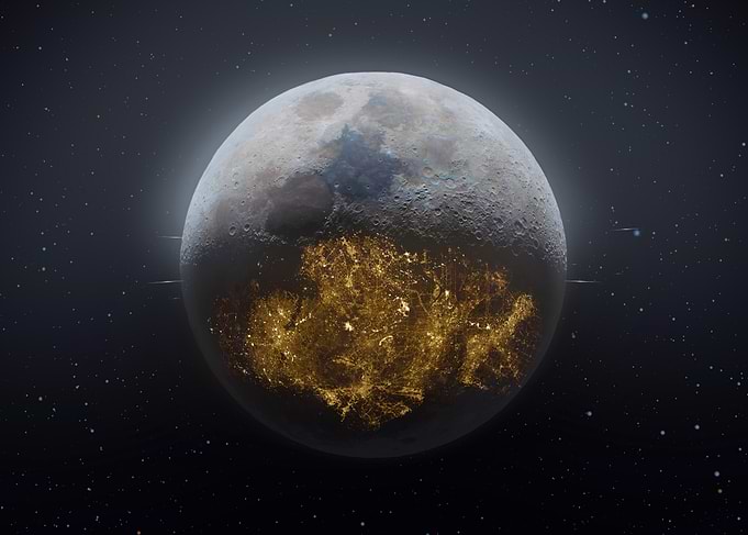 Moon with City Lights