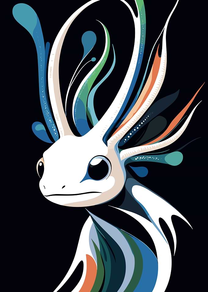 Abstract Axolotl Illustration