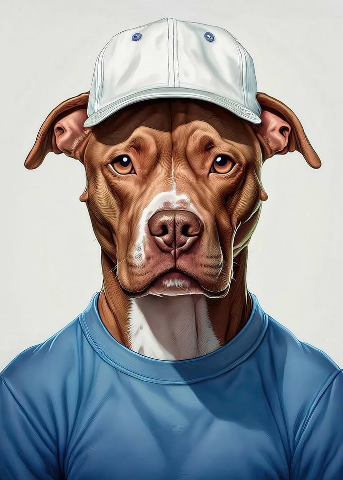 Pitbull in a Baseball Cap