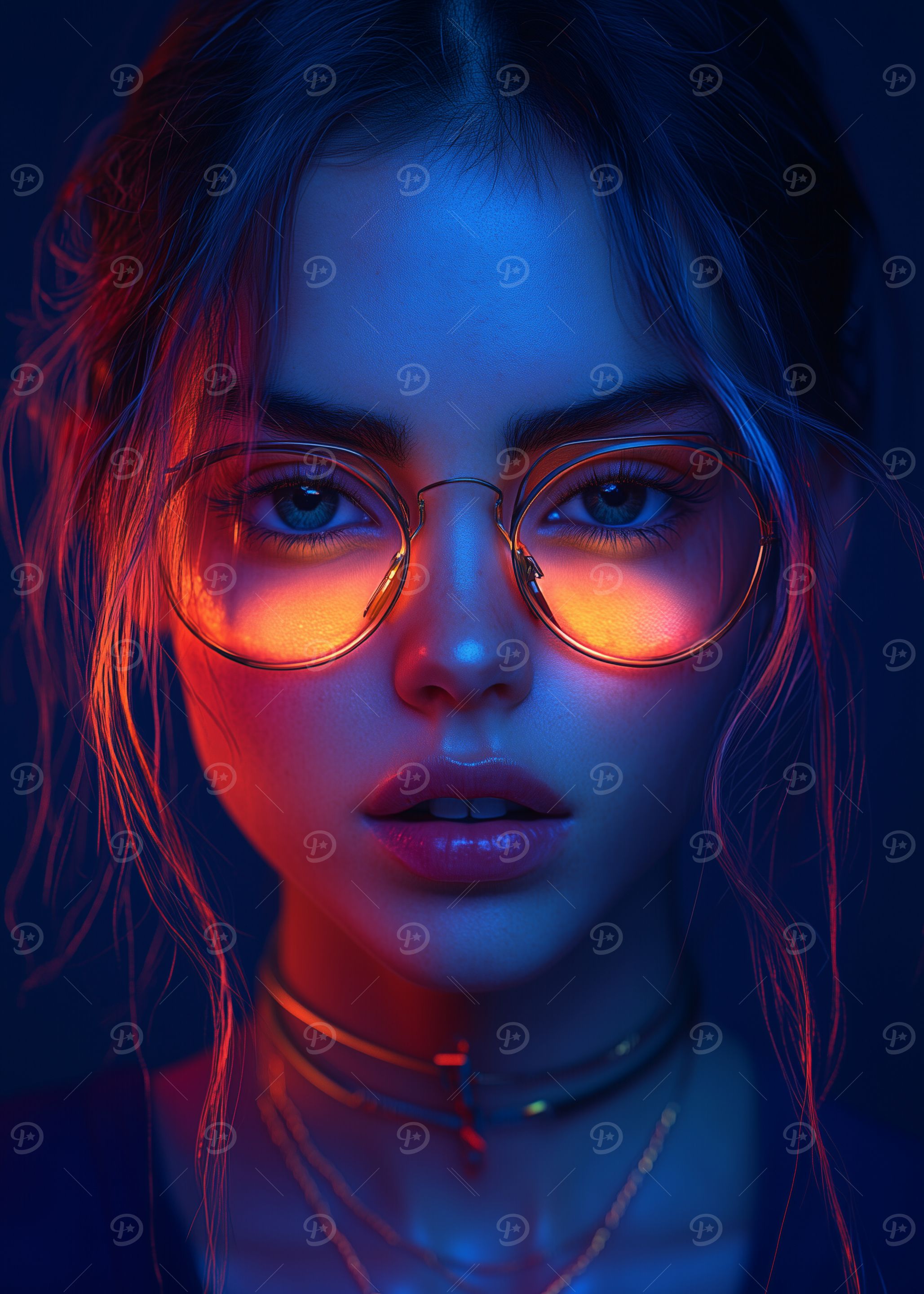 Woman in Neon Lights