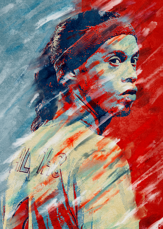Ronaldinho Watercolor Portrait