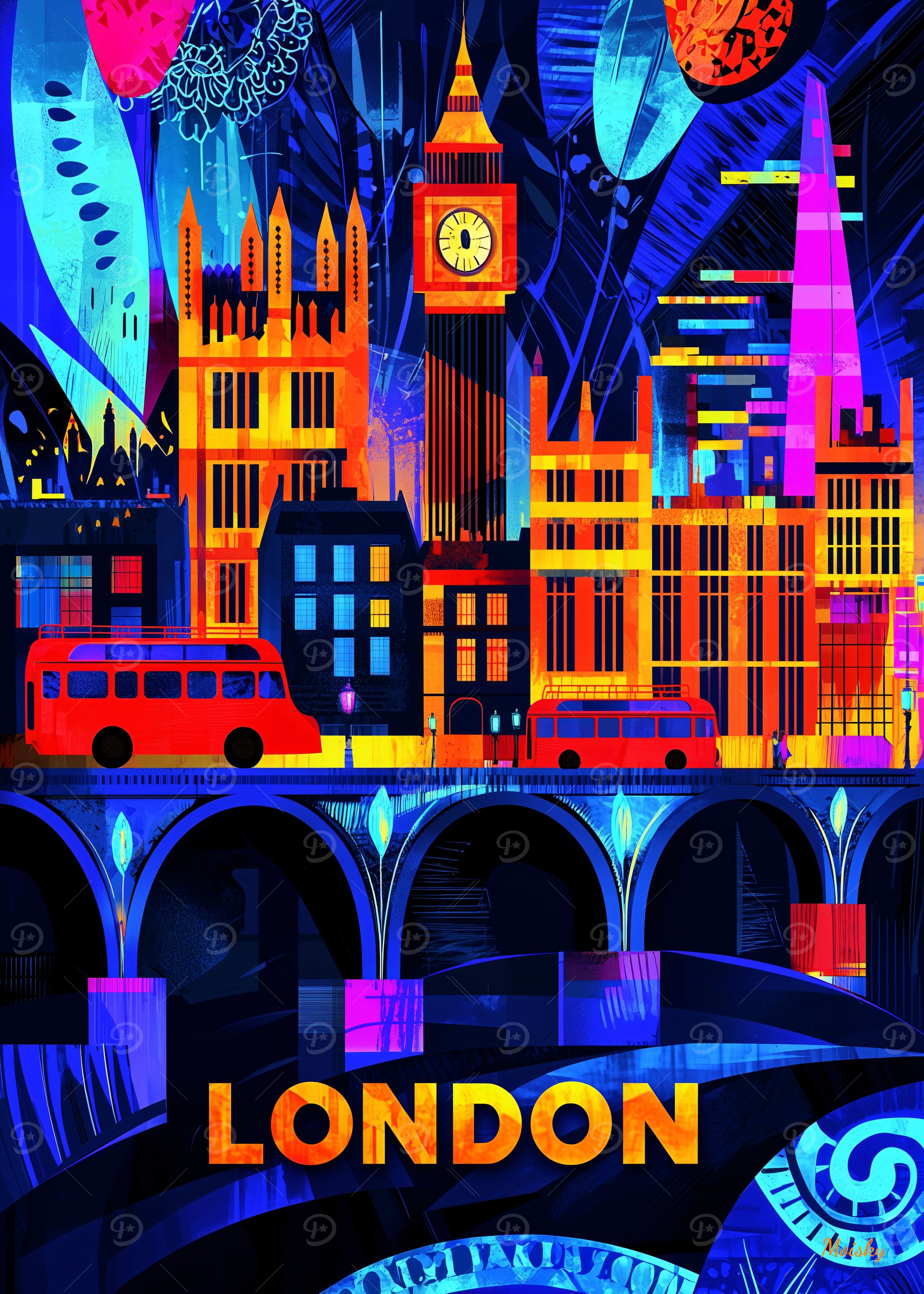 London Neon Nights – Vibrant Cityscape Art