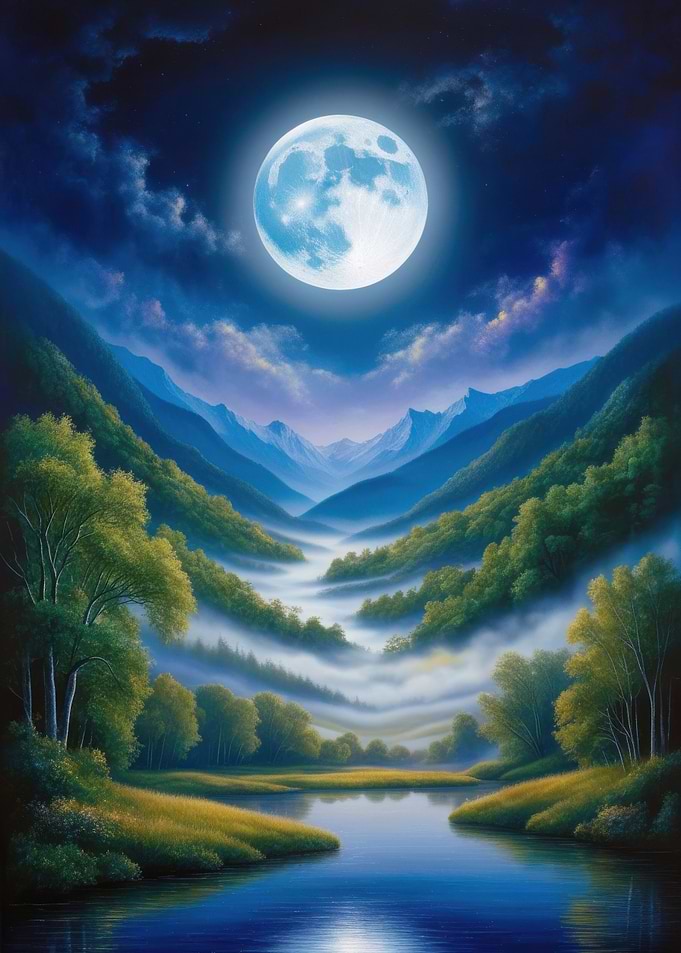Moonlit Mountain Valley