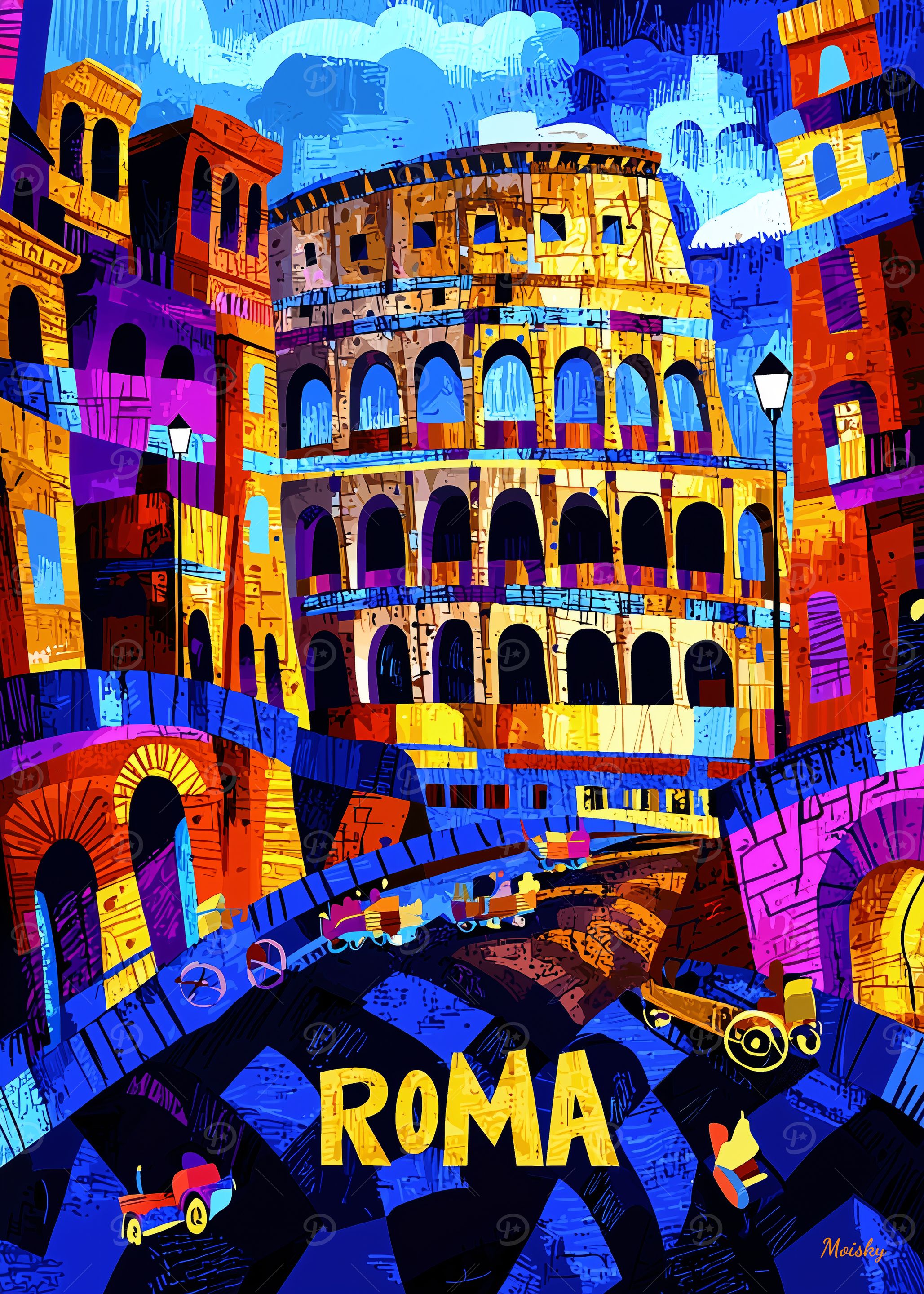 Rome Colosseum Colors – Vibrant Geometric Cityscape