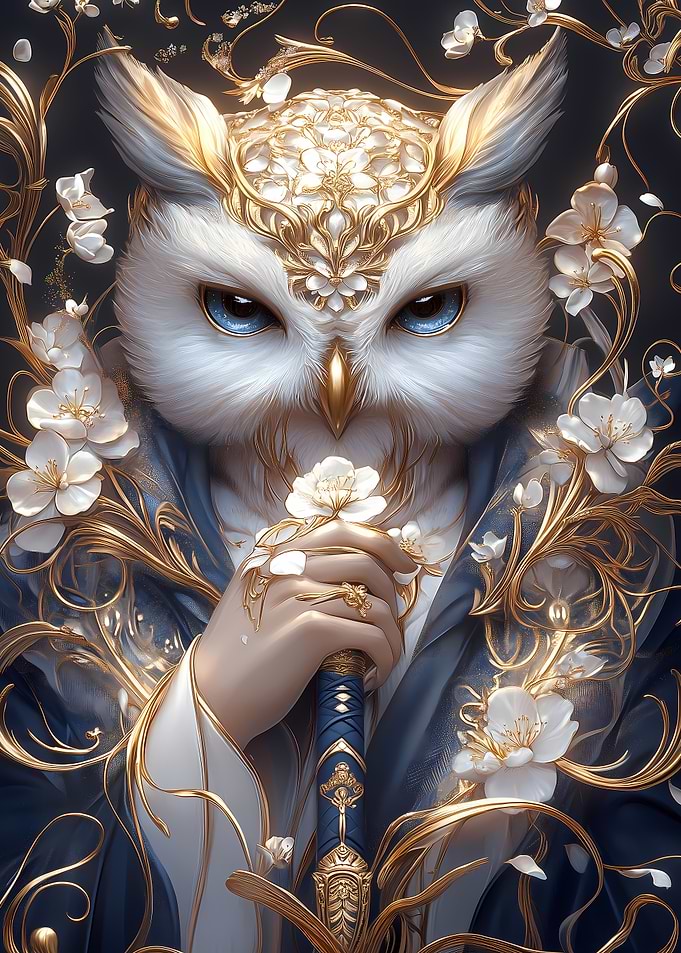 Golden Owl with Sword Animal