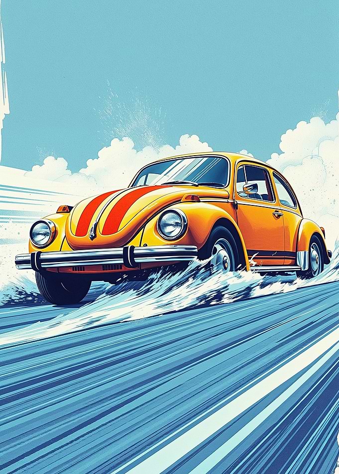 Yellow Beetle Speeding