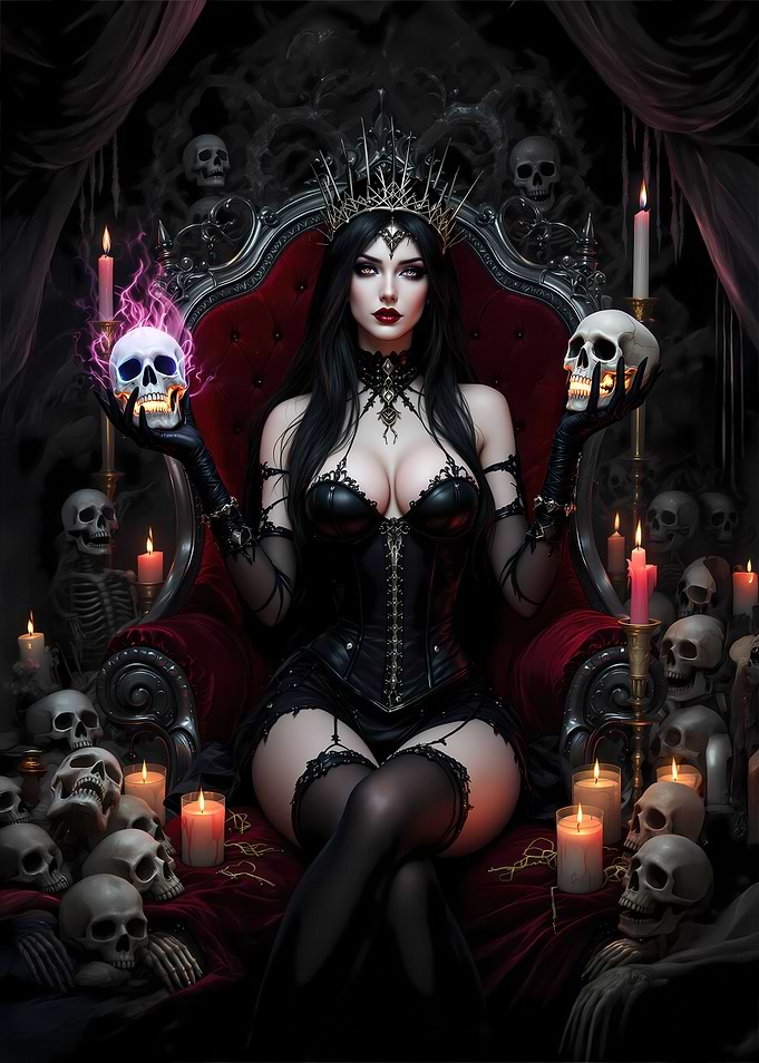 Dark Queen with Skulls: Queen of the Underworld