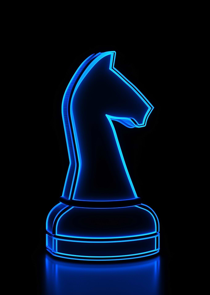 Neon Knight Chess Piece