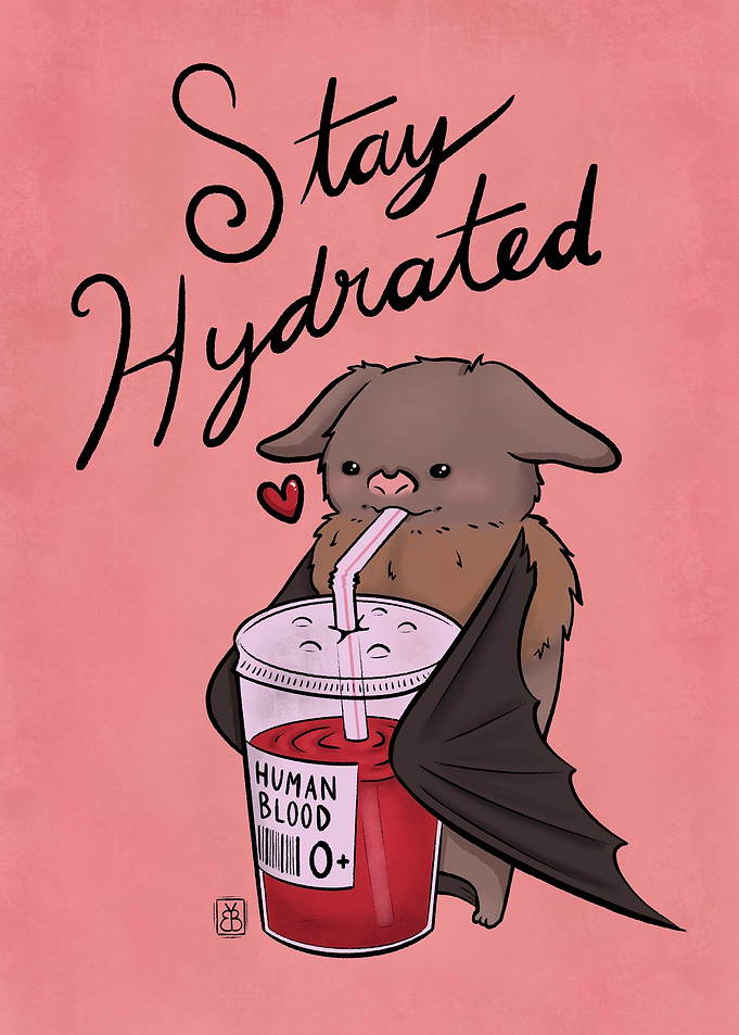 Cute Bat Drinking Blood