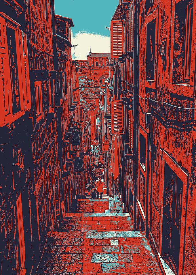 Narrow European Alleyway Dubrovnik