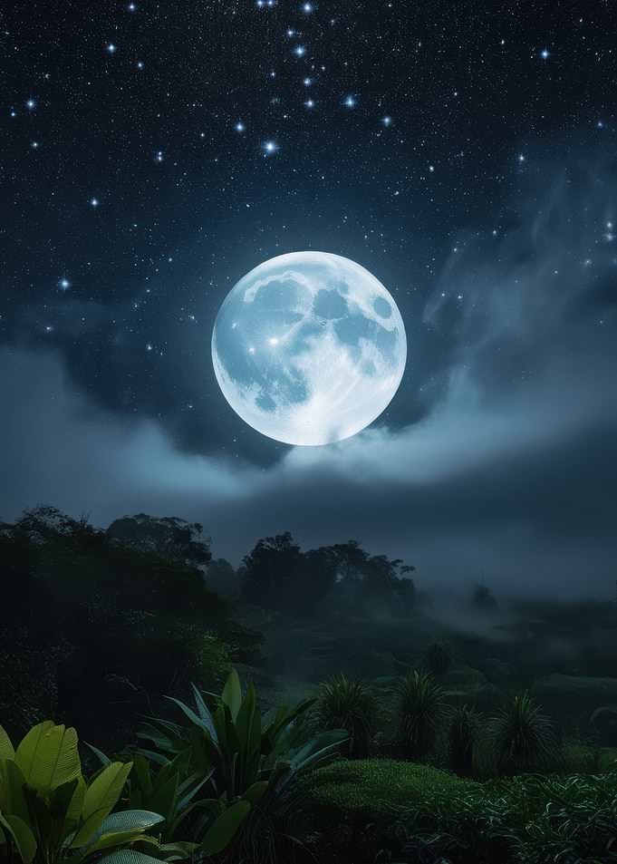 Full Moon Over Forest