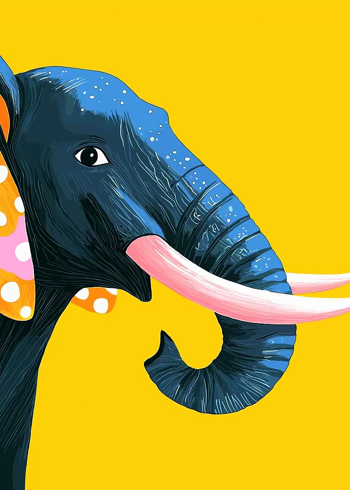 Blue Elephant Illustration