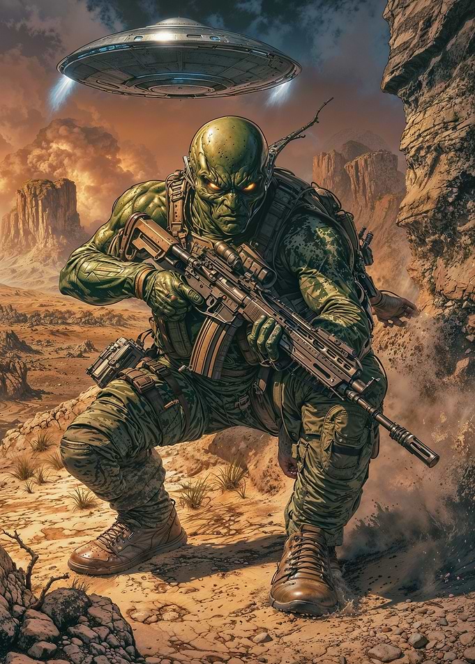 Alien Soldier in Desert