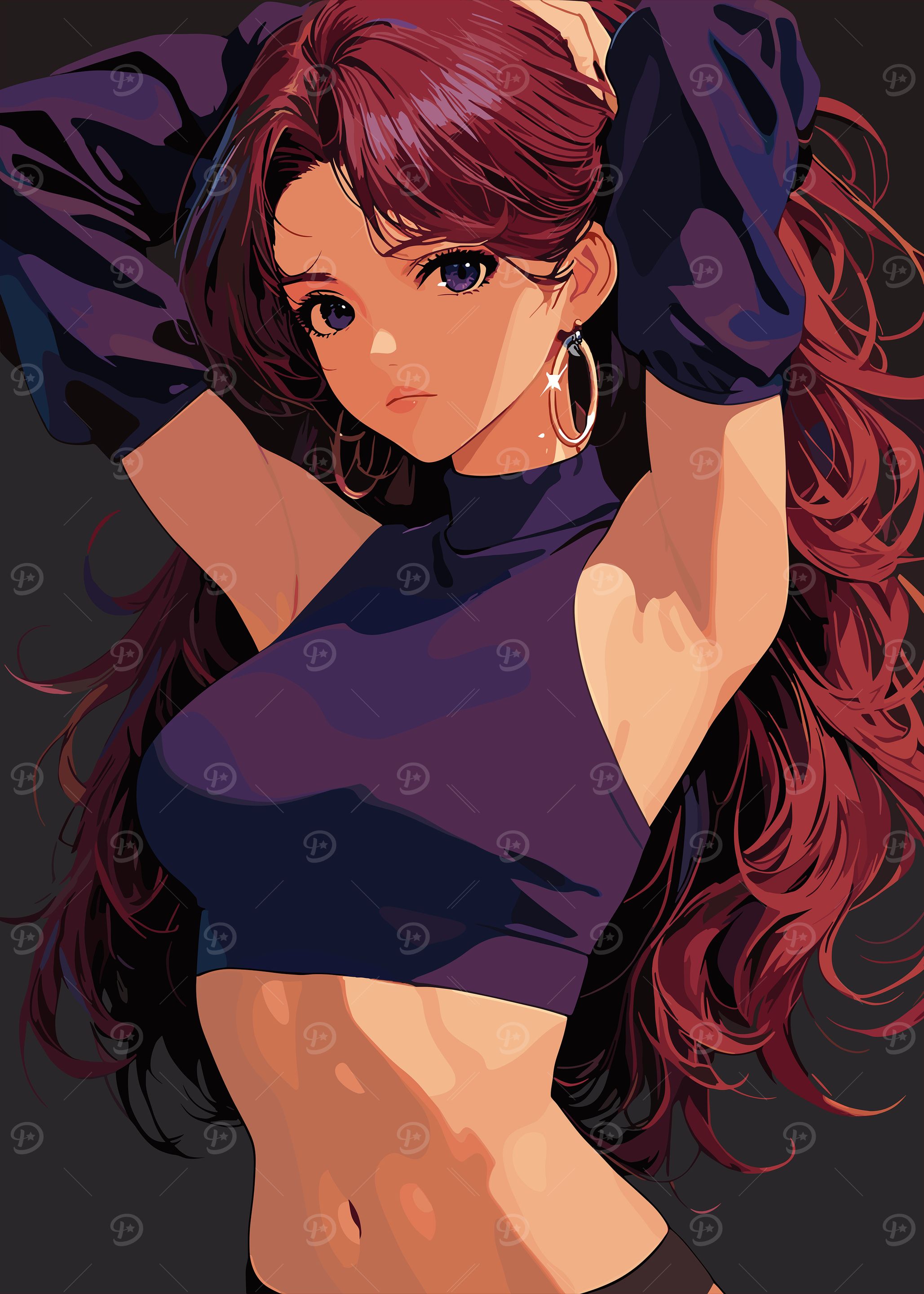Anime Girl with Red Hair
